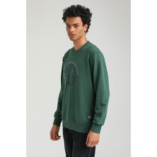 New World Polo Bisiklet Yaka Yeşil Slim Fit Sweatshirt 23FWM60147