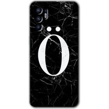 Gramaphone Oppo Reno 6 Kılıf Hd Desen Baskılı Arka Kapak - Siyah Mermer Desenli Ö Harfi