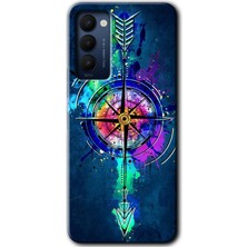 Gramaphone Tecno Camon 18T Kılıf Hd Desen Baskılı Arka Kapak + Kırılmaz Cam - Gizemli Pusula