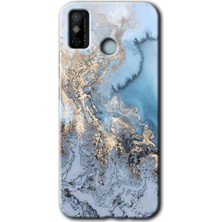 Gramaphone Tecno Spark 6 Go Kılıf Hd Desen Baskılı Arka Kapak + Kırılmaz Cam - Eski Mermer
