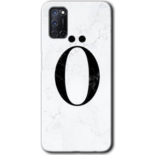 Gramaphone Oppo A52 Kılıf Hd Desen Baskılı Arka Kapak - Beyaz Mermer Desenli Ö Harfi