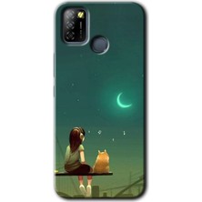 Gramaphone Infinix Smart 5 Kılıf Hd Desen Baskılı Arka Kapak - Kedili Kız