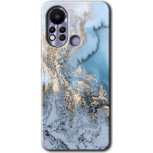 Gramaphone Infinix Hot 11S Kılıf Hd Desen Baskılı Arka Kapak + Kırılmaz Cam - Eski Mermer