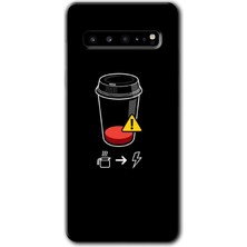 Gramaphone Galaxy S10 Plus Kılıf Hd Desen Baskılı Arka Kapak - Coffee Battery