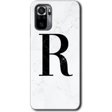 Gramaphone Redmi Note 10S Kılıf Hd Desen Baskılı Arka Kapak - Beyaz Mermer Desenli R Harfi