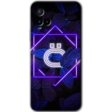 Gramaphone Vivo Y21 Kılıf Hd Desen Baskılı Arka Kapak + Kırılmaz Cam - Dark Neon Yaprak Ö Harfi