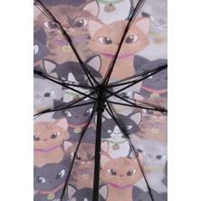Newdaki Kedi Desenli 8 Telli Manuel Şemsiye