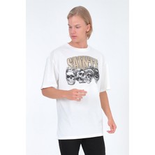 Ghetto Off Limits Saints Oversize T-Shirt Beyaz
