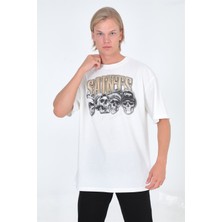 Ghetto Off Limits Saints Oversize T-Shirt Beyaz