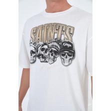 Ghetto Off Limits Saints Oversize T-Shirt Beyaz
