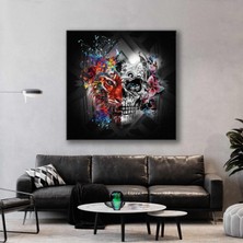 SML Tablo Boya Sıçramaları Kaplan ve Mekanik Kafa Kare Kanvas Tablo