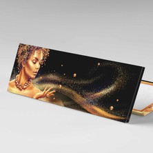 Mısır Kraliçesi Etnik Başlıklı Kadın Panoramik Dikey Kanvas Tablo