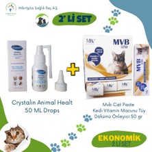 Crystalin Animal Health 50 ml Drops ve Mbv Cat Vitamin Paste 50 gr 2 Li Ekonomik Set