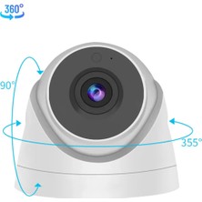 Qromax 1 Kameralı Set - Yüz Insan Araç Tanımalı Hareket Algılayan 1080P 5 Mp Sony Lens 6 Smart LED Dome Fullhd Iç Mekan Güvenlik Kamerası Seti D206SL