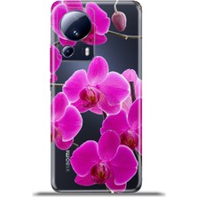 Cupcase Xiaomi Mi 13 Lite Kılıf Esnek Silikon Kamera Koruma 4K Desenli Özel Tasarım - Mor Orkide