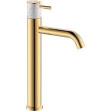 Fontana FA-4022M Fırçalanmış Altın & Mermer Yüksek Lavabo Bataryası