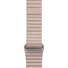 Casen Tüm Watch Modelleriyle Uyumlu Vegan Deri Mıknatıslı Krem Saat Kordonu  42-44-45-49 mm