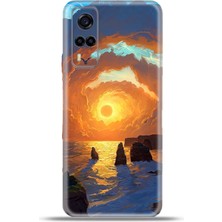 Cupcase Vivo Y53S Kılıf Esnek Silikon Kamera Koruma 4K Desenli Özel Tasarım - Gündoğumu