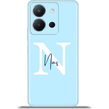 Cupcase Vivo Y36 4g Kılıf Silikon Esnek Kamera Koruma Kişiye Özel Isim Harf Zao Mavi - N