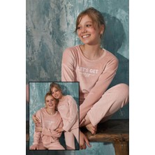 Pijama Evi Somon Lets Get Kadife Anne Kız Aile Pijaması - Çocuk Takımı