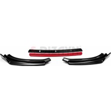 Drs Tuning Volkswagen Golf 7 Abs Plastik Ön Tampon Alt Lip Kırmızı Ekli 4 Prç. 2013-2018 A+Kalite