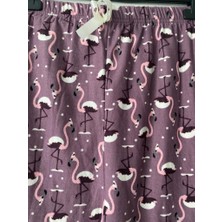 Biricik İç Giyim Süet Kumaş Flamingo Desenli Pijama Altı