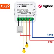 Novato Tuya Uyumlu Zigbee Çift Çıkışlı Akıllı Anahtar (10A - 220V Röle) Anahtar Girişli, Google Asistan, Alexa Home Assistant Zigbee2MQTT ZHA Destekli Switch