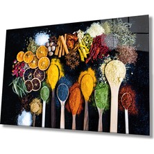Bay Çağrı Kaşıklarda Baharatlar Cam Tablo