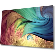 Bay Çağrı Renkli Soyut Cam Tablo Ev ve Ofis Duvar Dekoru Hediyelik Büyük Tablo Dayanıklı Cam