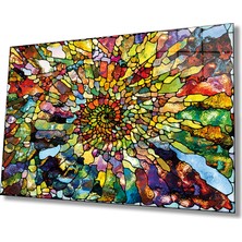Bay Çağrı Renkli Soyut Cam Tablo