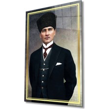 Bay Çağrı Atatürk Cam Tablo Ev ve Ofis Duvar Dekoru Hediyelik Büyük Tablo Dayanıklı Cam