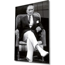 Bay Çağrı Atatürk Portresi Cam Tablo, Ev ve Ofis Duvar Dekoru, Hediyelik Büyük Temperli 4 mm Cam Tablo