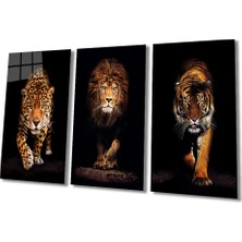 Bay Çağrı Aslan,kaplan,jaguar 3 Lü Set (Toplam Ölçü 210X110 Cm) Cam Tablo