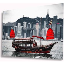 Bay Çağrı Kırmızı Yelkenli Tekne Cam Tablo 4mm Dayanıklı Temperli Cam