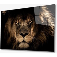 Bay Çağrı Aslan Hayvan Cam Tablo 4mm Dayanıklı Temperli Cam
