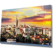 Bay Çağrı Istanbul Galata Kulesi Manzara 4mm Dayanıklı Cam Tablo Temperli Cam