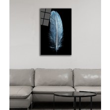Bay Çağrı Mavi Tüy Temperli Cam Tablo