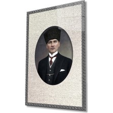 Bay Çağrı Çerçeveli Atatürk Portresi Cam Tablo, Ev ve Ofis Duvar Dekoru, Hediyelik Büyük Temperli Cam Tablo