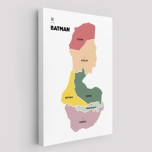 Dekoratifhane Batman Ili ve Ilçeler Haritası Dekoratif Kanvas Tablo 1286