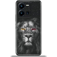 Cupcase Vivo Y35 Kılıf Esnek Silikon Kamera Koruma 4K Desenli Özel Tasarım - Aslan