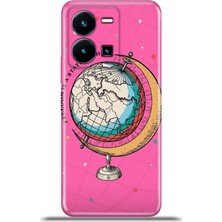 Cupcase Vivo Y35 Kılıf Esnek Silikon Kamera Koruma 4K Desenli Özel Tasarım - Globe