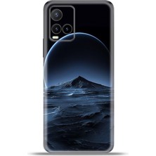 Cupcase Vivo Y33S Kılıf Esnek Silikon Kamera Koruma 4K Desenli Özel Tasarım - Yakın Dolunay