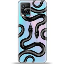 Cupcase Vivo Y33S Kılıf Esnek Silikon Kamera Koruma 4K Desenli Özel Tasarım - Kingsnake