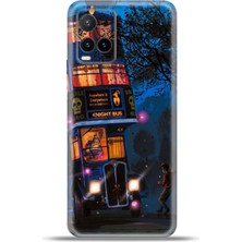 Cupcase Vivo Y33S Kılıf Esnek Silikon Kamera Koruma 4K Desenli Özel Tasarım - Knight Bus