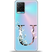 Cupcase Vivo Y33S Kılıf Esnek Silikon Kamera Koruma Kişiye Özel Harfler Flora - U Harfi
