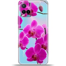 Cupcase Vivo Y32 Kılıf Esnek Silikon Kamera Koruma 4K Desenli Özel Tasarım - Mor Orkide