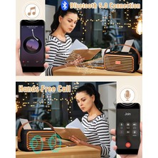 Jingyi Vintage Hoparlör, 16W Stereo Ses Zengin Bas Çift Hoparlörlü Retro Bluetooth Hoparlör, Bluetooth 5.0, Hediye, Parti, Seyahat, Ofis, Ev Için Ahizesiz Arama Tf/aux/u-Disk Desteği (Siy (Yurt Dışından)