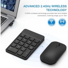 Jingyi 2.4g USB Sayısal Tuş Takımı Seti Şarj Edilebilir Sayısal Klavye Kablosuz Dijital Klavye Fare Seti USB Alıcısı ile Dizüstü Bilgisayar Için (Yurt Dışından)