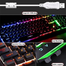 Jingyi Gx2 Kablolu Combo 104 Tuşlar Mekanik Klavye ve Fare Değiştirilebilir Su Geçirmez Rgb Arkadan Aydınlatmalı Klavye Fare Masaüstü Dizüstü Bilgisayar Için Set (Yurt Dışından)