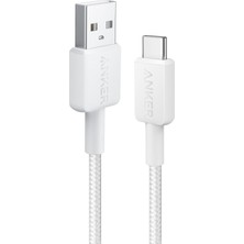 Anker 322 USB-C to USB-A 1.8m Şarj/Data Kablosu - Beyaz - 30W Güç Destekli -  A81H6 (Anker Türkiye Garantili)